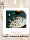 Five Star Testimonial Review Instagram Post Gold Stainess Steel Fork