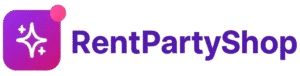 RentPartyShop brand logo featuring sparkle icon