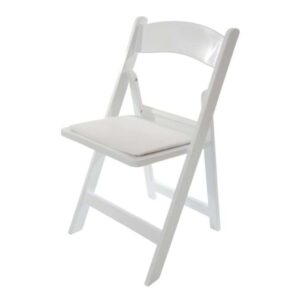 white resin folding chairs rental in Niagara Falls for weddings and events