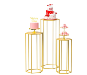 Gold Pedestal Stand Rental Set of 3