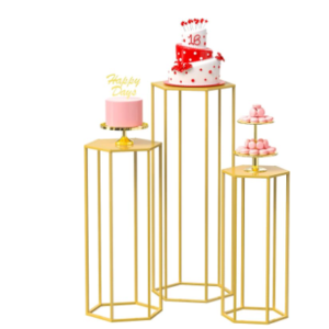 Gold Pedestal Stand Rental Set of 3