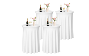 white spandex cocktail table cover rental for events
