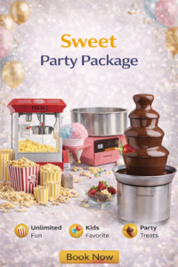 sweet party package rental niagara popcorn cotton candy chocolate fountain