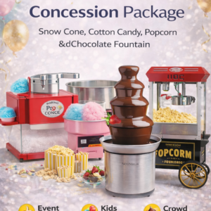 ultimate concession package rental niagara popcorn cotton candy snow cone chocolate fountain hot dog