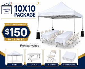 10x10 tent package rental niagara with tables chairs and tablecloths