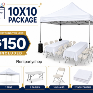 10x10 tent package rental niagara with tables chairs and tablecloths