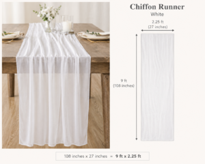white chiffon table runner rental niagara wedding table decor 9ft runner