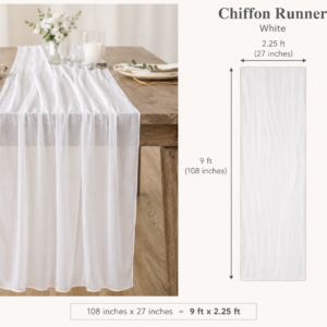 white chiffon table runner rental niagara wedding table decor 9ft runner