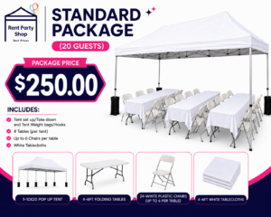20 guest tent package rental niagara with 10x20 tent tables chairs and tablecloths