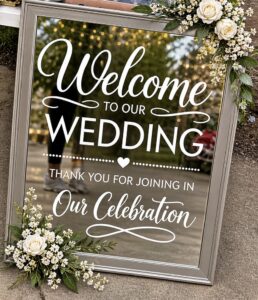 wedding welcome mirror sign rental niagara elegant wedding decor sign with flowers
