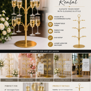 gold champagne wall tree rental for weddings bridal showers and events in Niagara Region