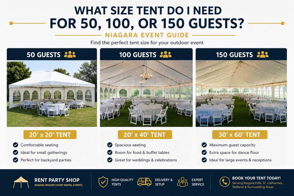 What Size Tent Do I Need for 50, 100, or 150 Guests?