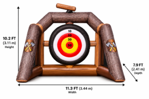 Inflatable axe throwing game rental with target in Niagara
