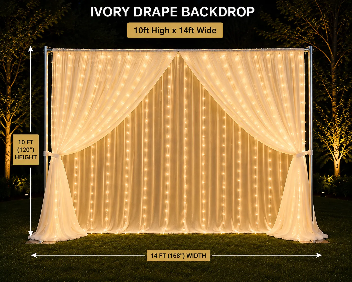 Ivory drape backdrop rental in Niagara - Rent Party Shop
