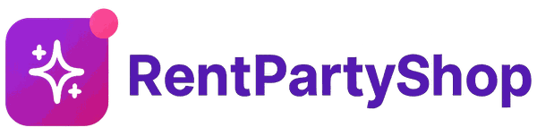 RentPartyShop brand logo featuring sparkle icon