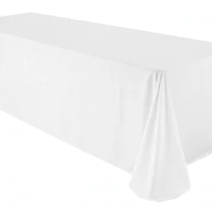 white rectangular polyester tablecloth rental Niagara - Rent Party Shop
