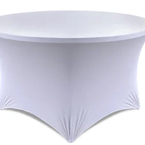 white 48 inch round spandex table cover rental Niagara - Rent Party Shop