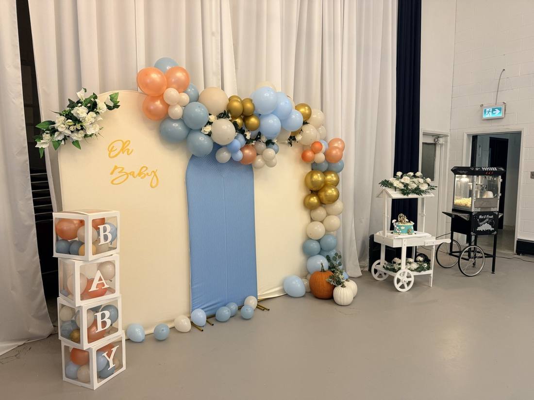 Baby shower backdrop, candy cart and popcorn machine rental in Niagara - Rent Party Shop